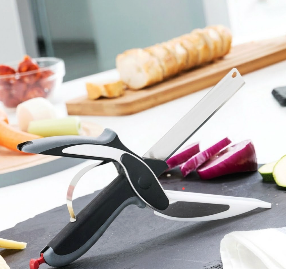 Scible Scissors with Knife and Built-in Small Cutting Board
