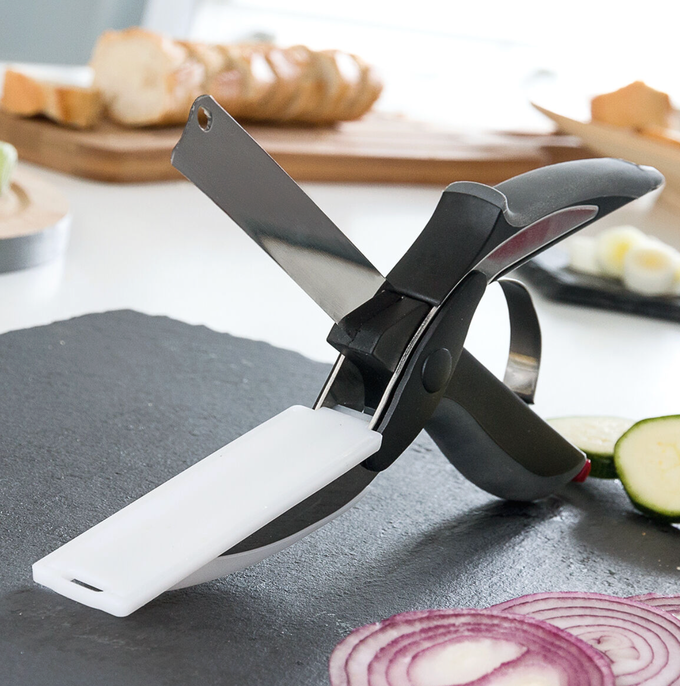 Scible Scissors with Knife and Built-in Small Cutting Board